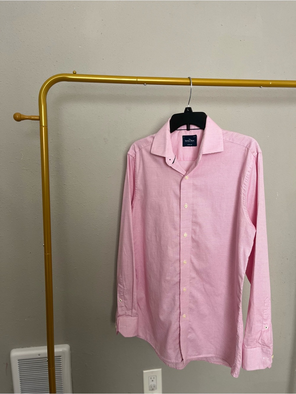 Men’s Pink Savile Row Slim Fit Dress Shirt 100% Cotton Size 16 34/35